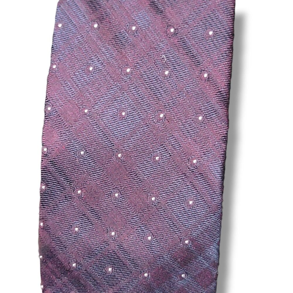 Calvin Klein Polka Dot Tie Men's Purple Necktie Standard Classic Preppy Academia - Picture 2 of 5